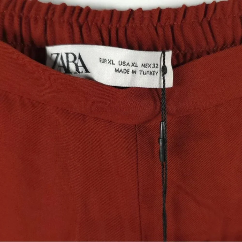 NWT ZARA Wide Leg Flowy Back Elastic Waist Pants Flying FabricCooper 9479/054 XL